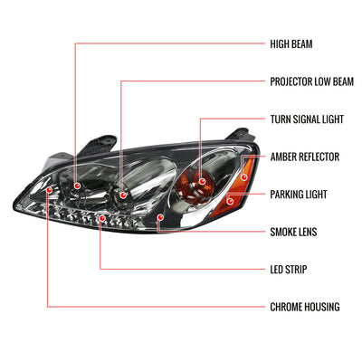 Spec-D 05-10 Pontiac G6 Projector Headlights Chrome/Smoked
