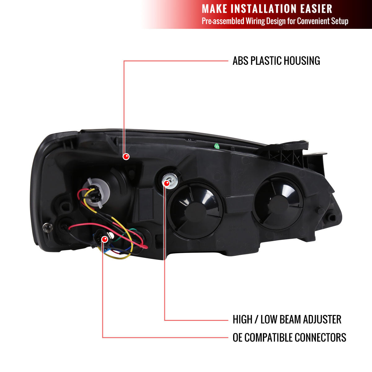 Spec-D 05-10 Pontiac G6 Projector Headlights LED Strip Smoked