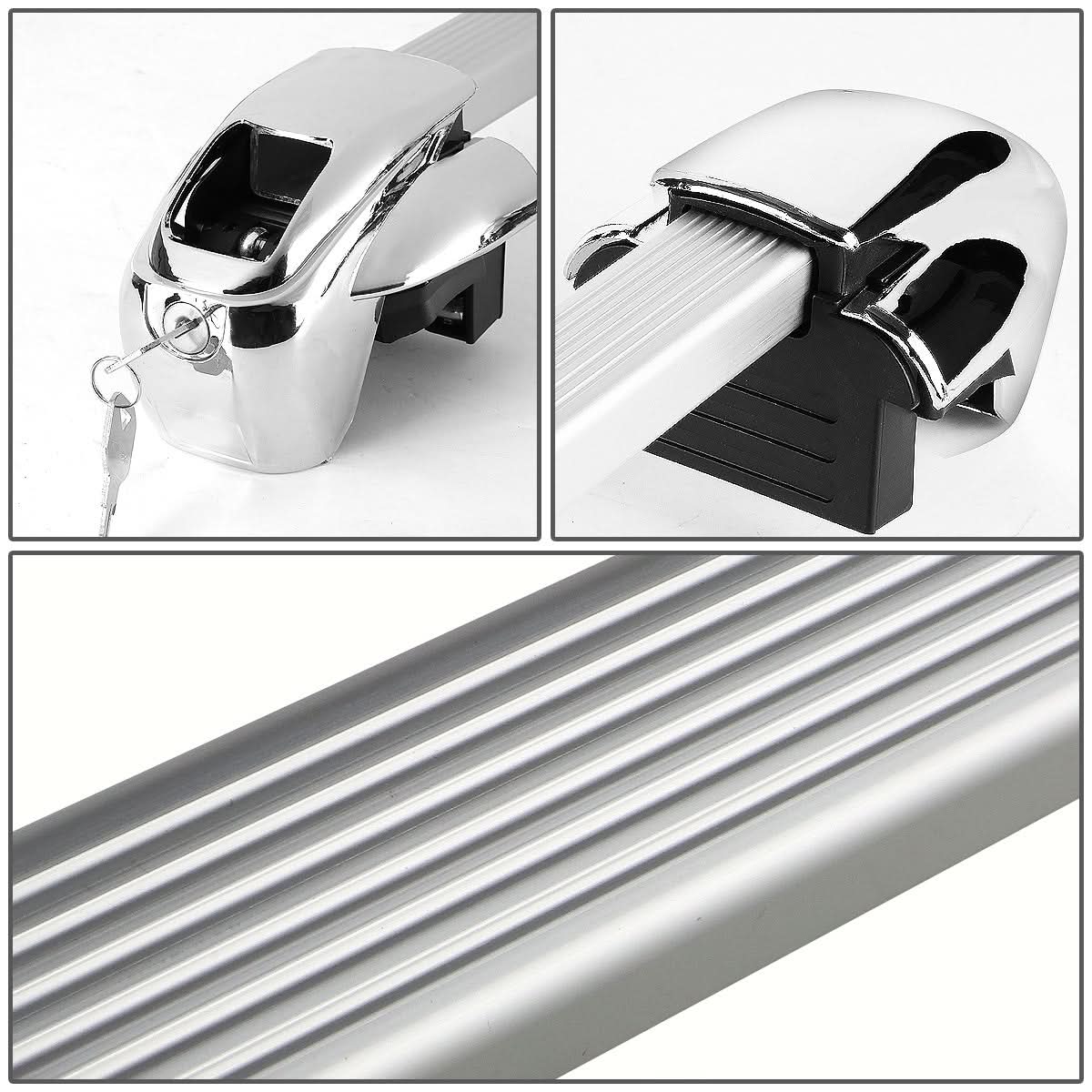 50" Aluminum Square Bar Roof Rack Crossbar with Lock - Silver