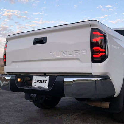 AlphaRex 14-21 Toyota Tundra LUXX-Series LED Tail Lights Black-Red