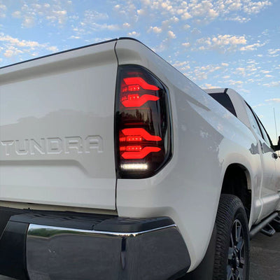 AlphaRex 14-21 Toyota Tundra LUXX-Series LED Tail Lights Black-Red