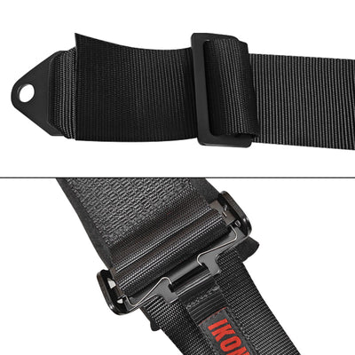 Universal 3" Wide 4 Point Buckle Racing Seat Belt Harness Nylon Black
