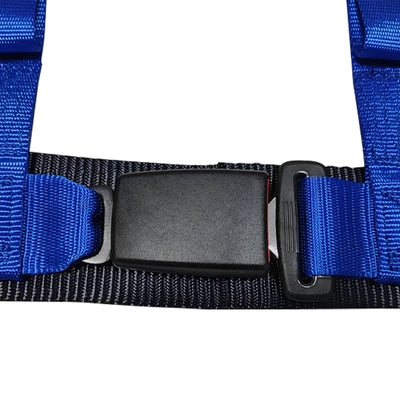Universal 3" Wide 4 Point Buckle Racing Seat Belt Harness Nylon Blue