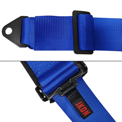 Universal 3" Wide 4 Point Buckle Racing Seat Belt Harness Nylon Blue