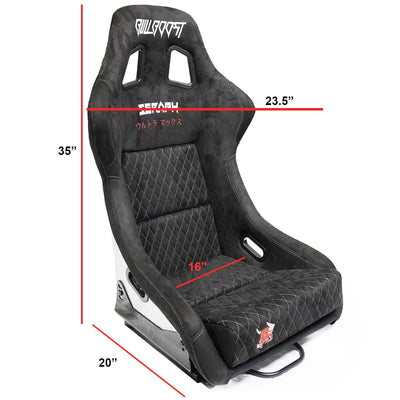 Bull Boost Adjustable Racing Lowered Ultra Max Bucket Seat w/ Seat Rails