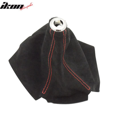 Universal JDM BlackÂ Red Stitch Suede Shift Cover Manual Leather
