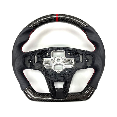 2020-2024 Focus Escape Steering Wheel Red Stitch Indicator CF Leather