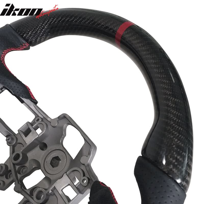 2015-2017 Mustang V4 Matte Steering Wheel Red Ring CF Real Leather