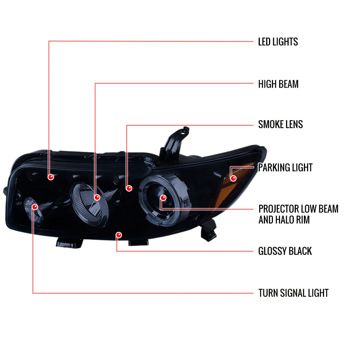 Spec-D 08-15 Scion xB Halo Projector Headlights Smoked