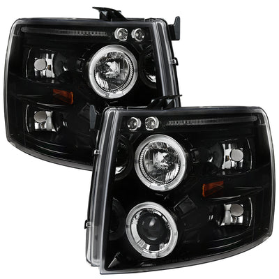 Spec-D 07-14 Silverado Dual Halo Projector Headlights Black