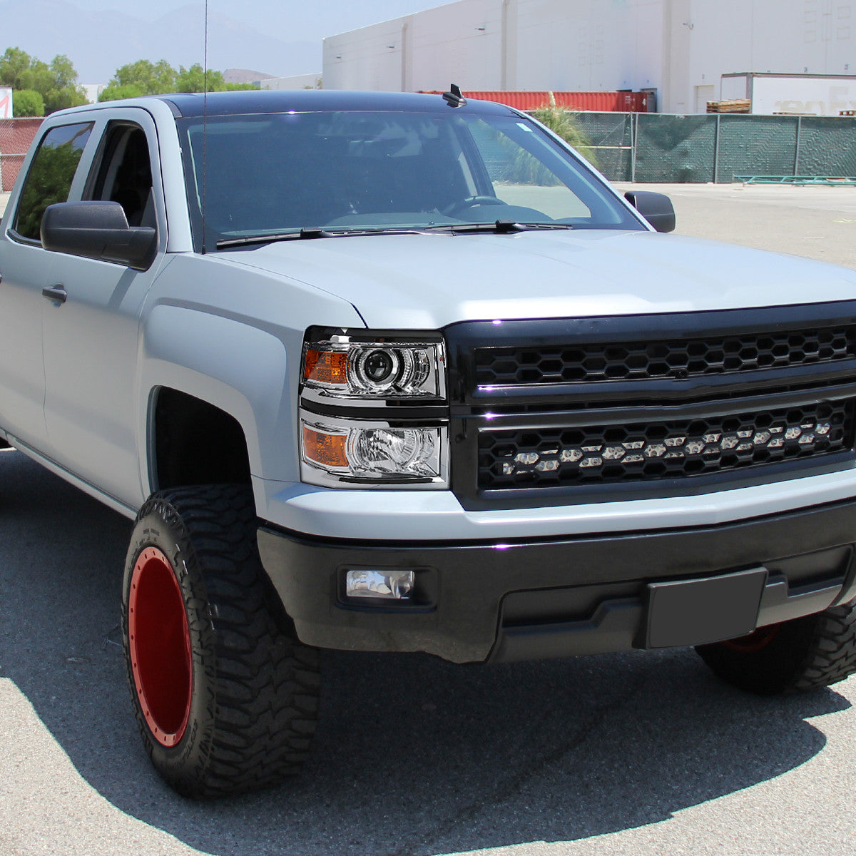Spec-D 14-15 Silverado 1500 Projector Headlights Chrome/Clear