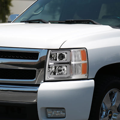 Spec-D 07-14 Silverado 2500HD 3500HD Headlights LED Bar Chrome