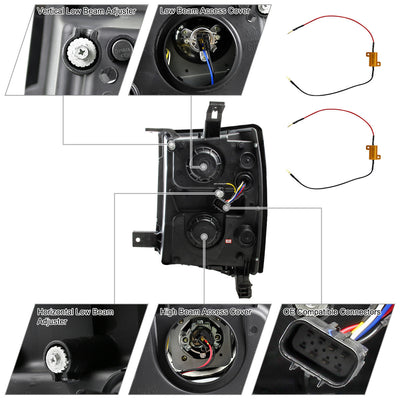 Spec-D 14-16 Silverado U-Bar LED Projector Headlights Chrome