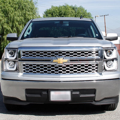 Spec-D 14-16 Silverado U-Bar LED Projector Headlights Chrome