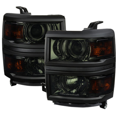 Spec-D 14-15 Chevy Silverado Projector Headlights Black/Smoked