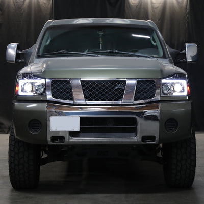 Spec-D 04-15 Titan 07-07 Armada Pro Headlights LED Bar Chrome