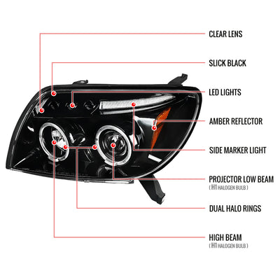 Spec-D 03-05 Toyota 4Runner Projector Headlights Black