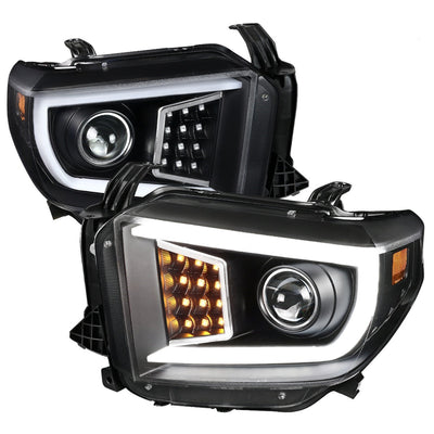Spec-D 14-21 Tundra LED Bar Turnk signal Headlights Black