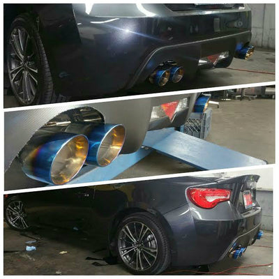 Tsudo Universal Quad 3.5 Inch Staggered Stainless Steel Muffler Exhaust Tips Polished