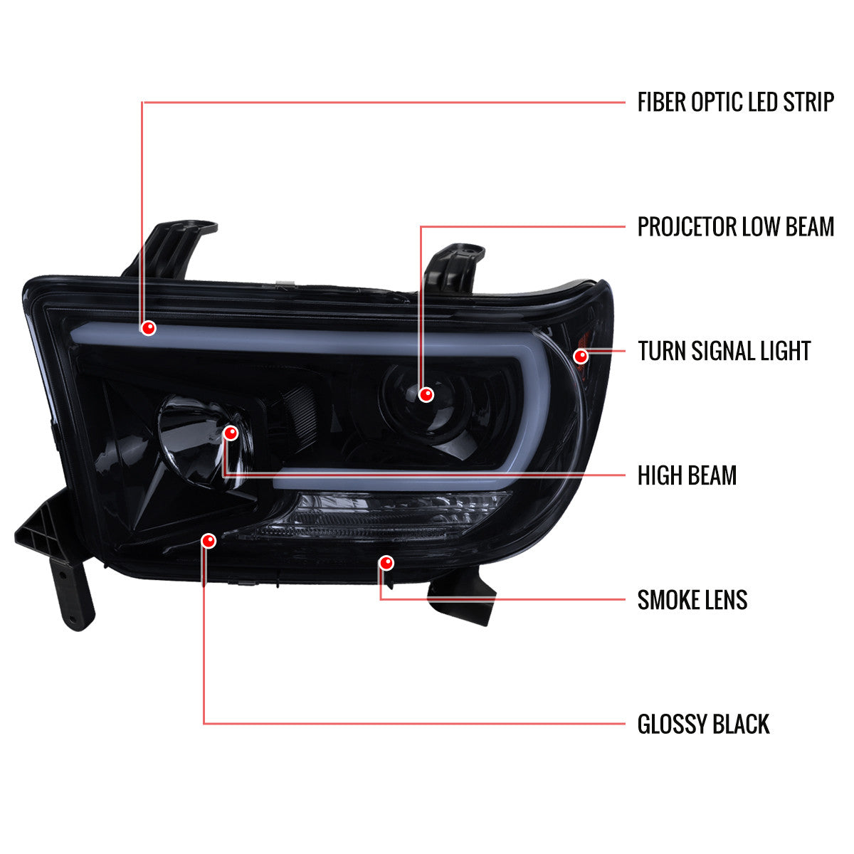 Spec-D 07-13 Tundra 08-17 Sequoia Projector Headlights Black/Smoked
