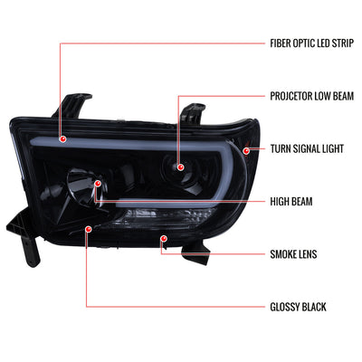 Spec-D 07-13 Tundra 08-17 Sequoia Projector Headlights Black/Smoked