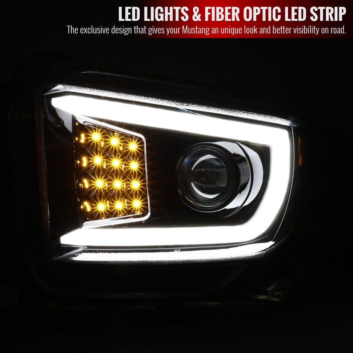 Spec-D 14-21 Tundra Projector Headlights LED Bar Black