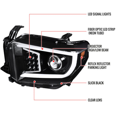 Spec-D 14-21 Tundra Projector Headlights LED Bar Black