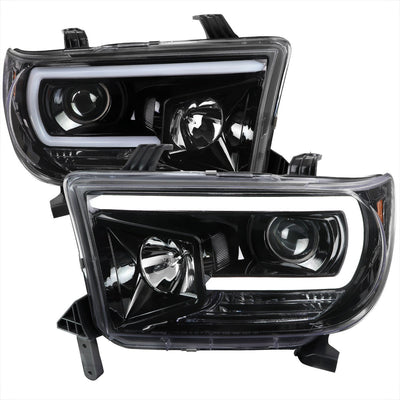 Spec-D 07-13 Tundra/08-17 Sequoia Headlights LED C-Bar Black