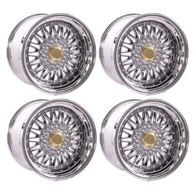 (4) 17X10 +25 5X100 / 5X114.3 Step Lip Deep Dish Mesh Wheels Rims