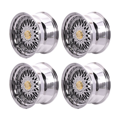 (4) 17X10 +25 5X100 / 5X114.3 Step Lip Deep Dish Mesh Wheels Rims