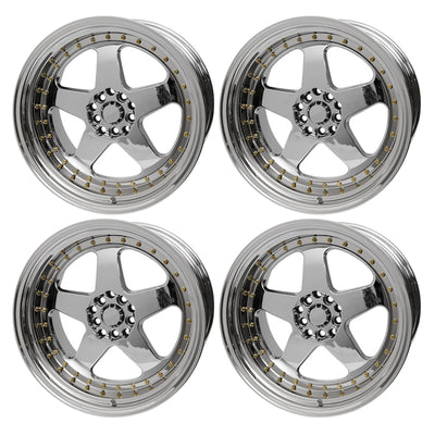 (4) 18X9.0 +30 5X100 / 5X114.3 Step Lip 5 Spoke Wheels Rims - Chrome