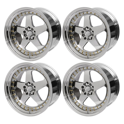 (4) 18X9.0 +30 5X100 / 5X114.3 Step Lip 5 Spoke Wheels Rims - Chrome