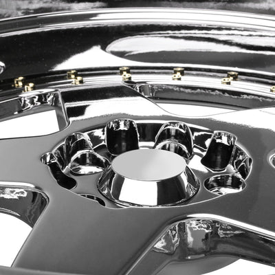 (4) 18X9.0 +30 5X100 / 5X114.3 Step Lip 5 Spoke Wheels Rims - Chrome