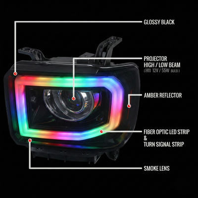 NTXGlow RGB headlights (14 - 19 GMC Sierra 1500 / 2500 / 3500)