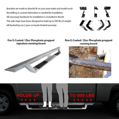 2007-2018 Chevy Silverado Sierra IKON V1 Silver Running Board Steel