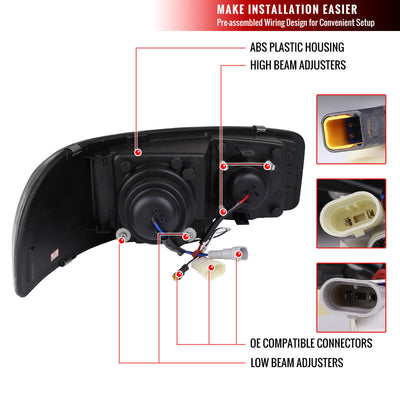 Spec-D 00-06 Yukon Denali LED Bar Projector Headlights Black