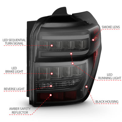 ANZO 2014-2020 Toyota 4Runner T.L Black Housing Smoke Lens Red Light Bar W/Sequential 311312