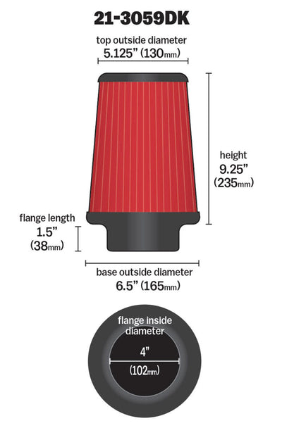 AEM Induction AEM 4 inch x 9 inch x 1 inch Dryflow Element Filter Replacement 21-3059DK