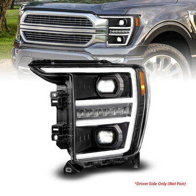 ANZO 21-23 Ford F150 LED Projector Headlight w/Switchback+Sequential - Black (Driver Side Only) 111594-L