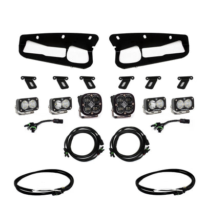 Baja Designs Ford Bronco Squadron SAE/Dual S2 Sport Steel Bumper Fog Pocket Light Kit w/Upfitter
