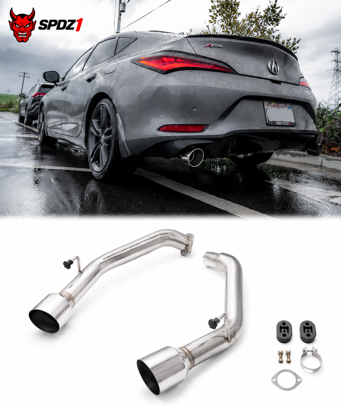 SPDZ1 Axle-Back Muffler Delete Exhaust | 2022+ Honda Civic 1.5T & 2023+ Acura Integra 1.5T | Stainless Steel (PRE ORDER ITEM EXPECTED LATE JULY 2026)
