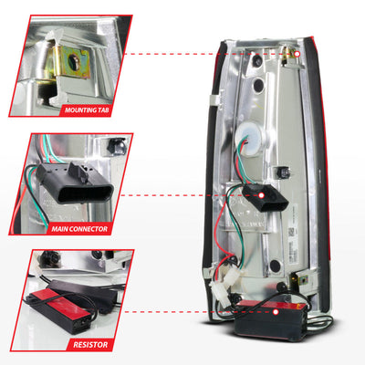 ANZO 88-99 Chevy C/K1500/2500/3500 Full LED Light Tube Taillights Chrome Housing Red/Clear Lens 311484