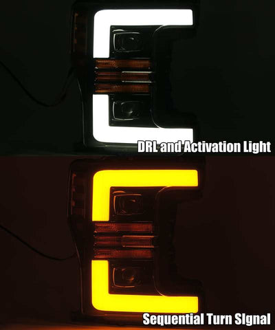 AlphaRex 17-19 Ford Super Duty PRO-Series Halogen Projector Headlights Black