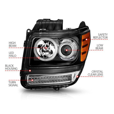 Anzo 2007-2012 Dodge Nitro Projector Headlights w/ Halo Black (CCFL) G2