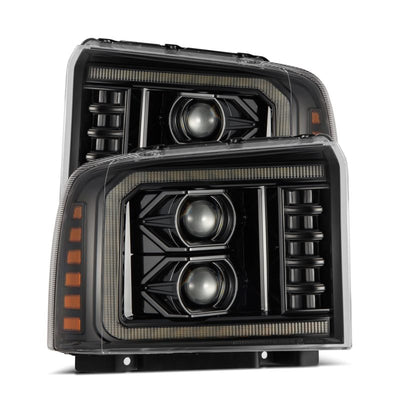 AlphaRex 05-07 Ford Super Duty/Excursion LUXX-Series LED Projector Headlights Alpha-Black