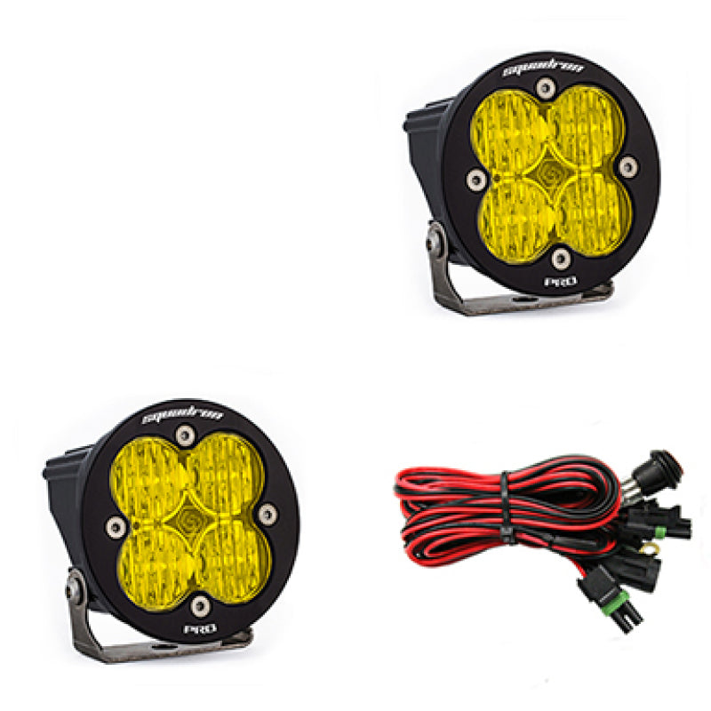 Baja Designs Squadron-R Pro Black LED Auxiliary Light Pod Pair - Amber Wide Cornering