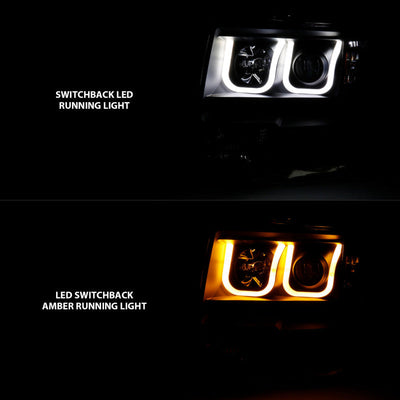 Anzo Ford F-150 09-14 Projector Switchback Headlights U-Bar Black W/ Amber