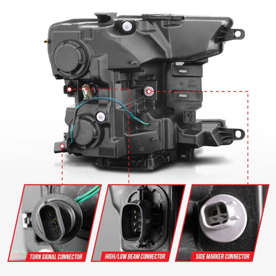ANZO 2018-2020 Ford F-150 Projector Headlight w/ Plank Style Switchback Black Housing 111509