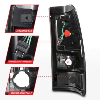 ANZO 1999-2002 Chevy Silverado 1500 LED Taillights Plank Style Black w/Smoke Lens 311325
