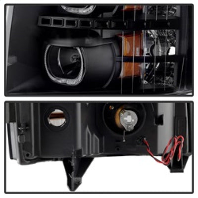 xTune Chevy Silverado 1500/2500/3500 07-13 LED Halo Projector Headlights Black PRO-JH-CSIL07-CFB-BK